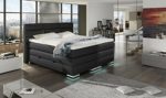 XXL ROMA Boxspringbett mit Bettkasten Designer Boxspring Bett LED Nachtschwarz Rechteck Design