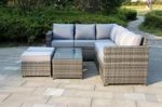 Yakoe Papaver Serie Wintergarten 8 sitzer Ecksofa Poly Rattan Lounge Set Outdoor Gartenmöbel, Grau, 180.5 x 70 x 85 cm