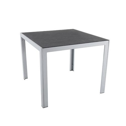 greemotion Tisch Monza silber, Esstisch mit Spraystone-Platte, Gartentisch mit leichtem Aluminiumgestell, wetterfest und pflegeleicht, Maße ca. 90 x 90 x 74 cm