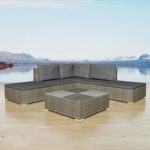 vidaXL 15-tlg. Gartensofa Sitzgruppe Lounge Gartenmöbel-Set Poly Rattan Grau