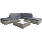 vidaXL 15-tlg. Gartensofa Sitzgruppe Lounge Gartenmöbel-Set Poly Rattan Grau