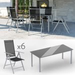 Alu Sitzgarnitur Gartenmöbel Set 7-teilig Garnitur Sitzgruppe 1 Tisch 190x87 + 6 Stühle