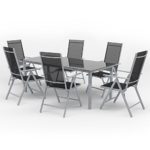 Alu Sitzgarnitur Gartenmöbel Set 7-teilig Garnitur Sitzgruppe 1 Tisch 190x87 + 6 Stühle