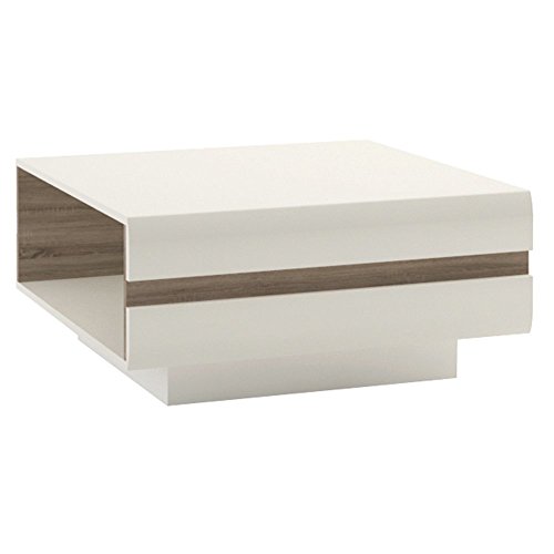 Furniture To Go Chelsea Designer-Couchtisch klein, 75 x 39 x 75 cm, Weiß glänzend