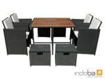 Indoba Gartenmöbel Set, 9-teilig "Faro" - Polyrattan - Serie Faro, schwarz, 110 x 110 x 75 cm, IND-70083-FASE9
