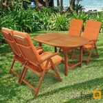 Indoba IND-70300-SSSE5 plus IND-70404-AUHL Serie Sun Shine Gartenmöbel Set, 9-teilig aus Holz, Eukalyptus/ Hellterra, 200x100x74 cm