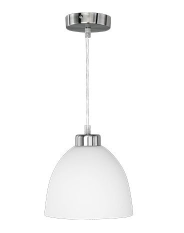 LED Pendelleuchte Theke 7W hell kürzbar warmweiß ⌀ 20cm , Länge 120 cm nickel matt / Glas weiß