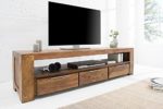 Massives TV-Board MAKASSAR 170cm Sheesham mit drei Schubladen Fernsehtisch Fernsehschrank Lowboard Wohnzimmerschrank