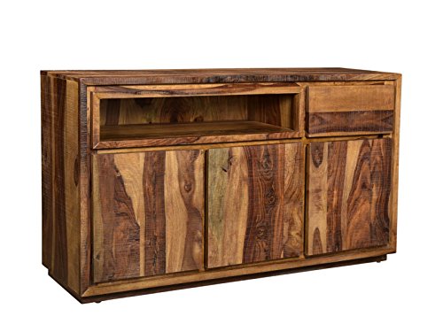 Woodkings® Sideboard Blackdale 3türig Massivholz Palisander, Anrichte Design Kommode Schubladen, Sheesham Massiv Holzmöbel