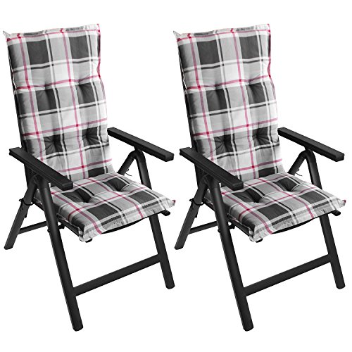 2 Stück Polsterauflage für Hochlehner Naxos, 117x49cm, 6cm dick - Gartenstuhlauflage Stuhlauflage Sitzauflage Sitzpolsterauflage