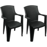 2er Set Gartenstuhl Rattan Optik Schwarz Gartensessel Kunststoff Bistrostuhl Balkonmöbel Terrassenmöbel Stapelstuhl