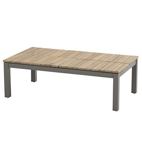 4Seasons Outdoor Forio Kaffeetisch 120x75x40 cm Teakholz Alugestell Smoke Grau