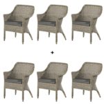 4Seasons Outdoor Galleria 6er Set dining Sessel Polyrattan Pure inkl Kissen