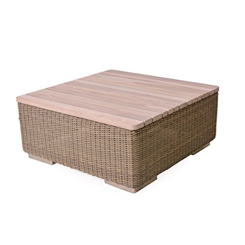 4Seasons Outdoor Kingston Kaffeetisch 85 x 85 cm Polyrattan pure inkl Teakplatte