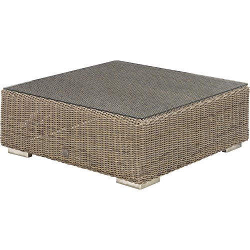 4Seasons Outdoor Kingston Kaffeetisch 95 x 95 cm Polyrattan pure inkl Glasplatte