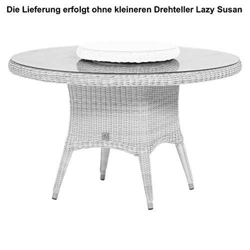 4Seasons Outdoor Victoria dining Tisch ø 120 cm inkl. Glasplatte Polyloom Ice