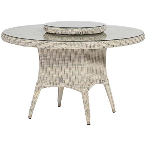 4Seasons Outdoor Victoria dining Tisch ø 130 cm inkl. Glasplatte Provance wicker