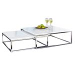 Design Couchtisch 2er Set BIG FUSION hochglanz weiss chrom Tische Beistelltische