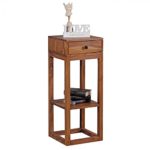 FineBuy Beistelltisch Massivholz Design Anstelltisch Telefontisch mit Schublade und Ablage 35 x 35 x 90 cm Flur Konsole