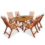 Indoba IND-70048-BASE7 plus IND-70410-AUHL Serie Bali Gartenmöbel Set, 13-teilig aus Holz, Eukalyptus/ Orange, 220x110x74 cm