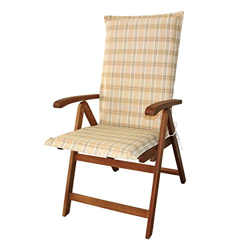 Indoba Sitzauflage, Hochlehner "Comfort" - Serie Comfort, karo beige, 120 x 50 x 5 cm, IND-70411-AUHL