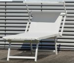 Jan Kurtz Rimini Classic Premium-Qualität Aluminium-Weiss Lackiert Sonnenliege mit Sonnendach UV- bestaendig Capri DE LUXE Sauna Strand Terrasse Garten