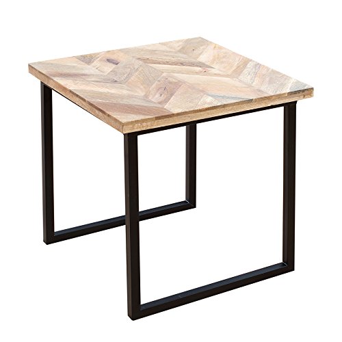 Moderner Beistelltisch FUSION 45cm Mangoholz eckig natur Massivholz Couchtisch Wohnzimmertisch Holztisch Tischplatte aus Mangoholz