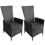Poly Rattan Gartensessel Lea + Kissen Schwarz / Schwarz - 2 Stück Gartenmöbel Terrassenmöbel Balkonmöbel Sitzmobel Gartenstuhl