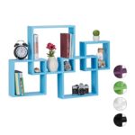 Relaxdays Würfelregal 4er Set, Hängeregal Cube, schwebendes Wandboard groß, MDF, HBT: 92x62,5x10cm, verschiedenfarbig