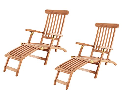 SAM Gartenliege Puccon, Teak-Holz, verstellbarer Deckchair, klappbar, ideal für Balkon, Terrasse und Garten