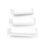 Songmics Regal 3er Set Wandregal, MDF Holz, Tiefe 15 cm, 60/45/30 cm, U-Form Wandboard
