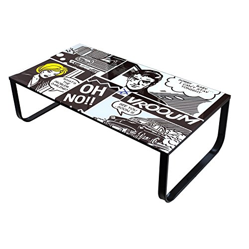 Stylischer Couchtisch POP ART Retro Comic 105 cm Tisch Wohnzimmertisch Glastisch Tisch