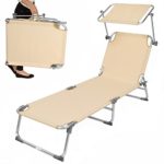 TecTake TecTake Aluminium Gartenliege Sonnenliege klappbar mit Sonnendach 190cm - diverse Farben -