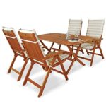 indoba® IND-70063-BASE5 + IND-70411-AUHL - Serie Bangor - Gartenmöbel Set 9-teilig aus Holz FSC zertifiziert - 4 klappbare Gartenstühle + klappbarer Gartentisch + 4 Comfort Auflagen Karo Beige