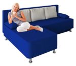 VCM Ecksofa Schlafsofa Sofa Couch mit Schlaffunktion Gästebett Bettsofa Sofabett Blau 81 x 203 x 78 cm "Magota"