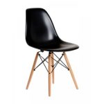 due-home (Nordik) – Pack 4 Stühle Tower schwarz, Stuhl Replica Eames schwarz und Holz Buche, Maße: 47 cm breit x 56 cm tief x 81 cm Höhe