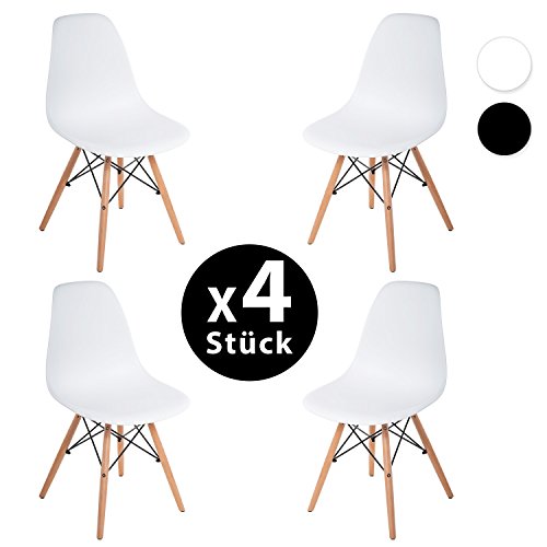 Merax® 4 x Set Wohnzimmerstuhl Esszimmerstuhl Bürostuhl Kunststoff chair Eiffel/Eiffelturm Weiß/ Schwarz (weiss)