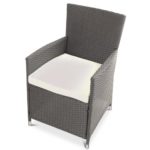 Rattansessel mit Armlehne Stuhl Sessel Garten Stuhl Rattan Outdoor im Set 4 Stück mit Sitzkissen in verschiedenen Farben (Grau)