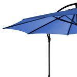 Sonnenschirm freischwebend in 7 Farben - Jalano Ampelschirm 350 cm Durchmesser, Gartenschirm inkl. Schutzhülle und Fusskreuz - höhenverstellbarer Kurbelschirm (Blau)