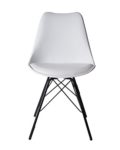 SAM Schalenstuhl Lerche, weiß, integriertes Kunstleder-Sitzkissen, schwarze Metallfüße, Esszimmerstuhl im skandinavischen Stil