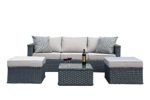 Polyrattan Gartenmöbel 5-Sitzer-Rattan Outdoor Sitzgruppe Lounge Set Gartenganitur , 4tlg. Grau, Aluminiumgestell, fertig montiert