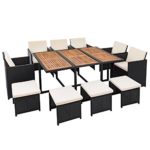 Polyrattan Sitzgruppe für 10 Personen, Farbe Schwarz, Garten Lounge aus Rattan, Gartenmöbel Set mit 10 Sitzplätzen