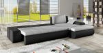 Ecksofa OSAKA IV mit Schlaffunktion Sofa Couch Schlafsofa Polsterecke Bettfunktion (ottomane rechts, kunstleder weiß / stoff INARI 91)