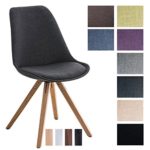 CLP Design Retro-Stuhl PEGLEG SQUARE mit Stoffbezug | Gepolsterter Schalenstuhl mit Holzbeinen und einer Sitzhöhe von: 46 cm | In verschiedenen Farben erhältlich Dunkelgrau, Holzgestell Farbe natura, Bein-Form eckig