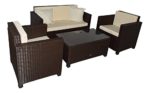 Gartenmoebel Garten Lounge Set Sitzmoebel Cannes braun Rattan Lounge Polyrattan Gartenausstattung Jet-Line braun Terrase Balkon Möbel Sofa Sessel Tisch aus echtem Polyrattan