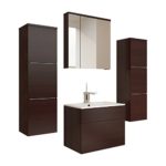 Badmöbel Set Porto mit Waschbecken und Siphon, Modernes Badezimmer, Komplett, ink. Spiegelschrank, Waschtisch, Hochschrank, Möbel