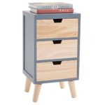 CARO-Möbel Nachttisch BAHIA im skandinavischen Design Nachtschrank Nachtkonsole für Boxspringbett in grau/natur, 3 Schubladen Vintage retro