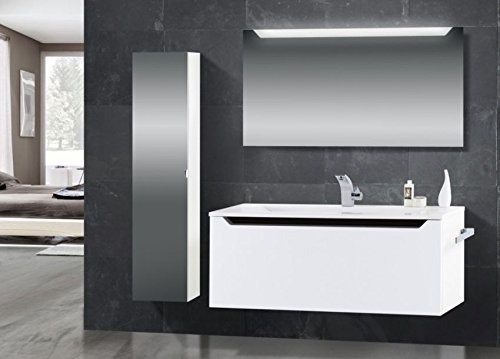 Intarbad Design Badmöbel Set Waschtisch 120 cm Schwarz Hochglanz Griffleiste