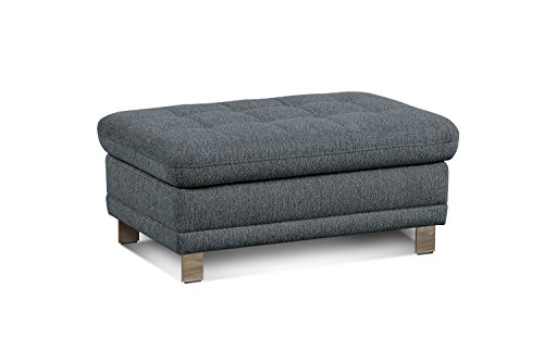 CAVADORE Sofa-Hocker Imit mit Stauraum/Praktischer Beistellhocker, Sitzhocker, Polsterhocker mit Stauraum/Metallfüße/Größe: 102x46x68 cm (BxHxT)/Strukturstoff in blaugrau