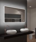LED-Spiegel Talos Sun– Warmweiß beleuchteter Spiegel für das Badezimmer -  120 x 70 cm großer Wandspiegel – Glas-Beleuchtung für angenehmes Licht im Bad – Digitaluhr -Modernes Design und hochwertige Beschichtung